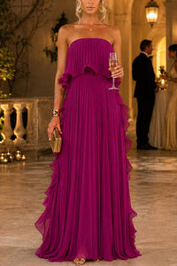 Margot Pleated Ruffle Maxi Dress