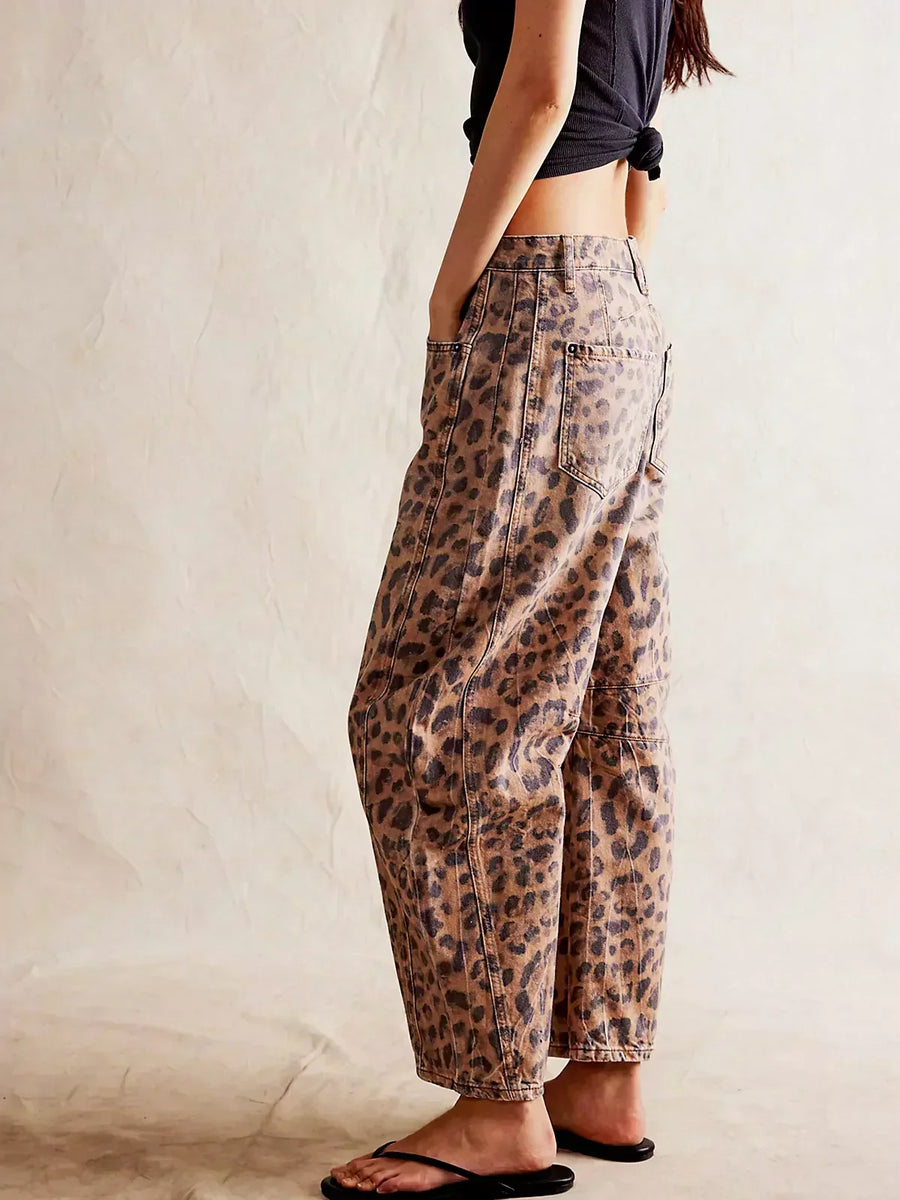 Lena | Women's Relaxed Fit Leopard Print Jeans