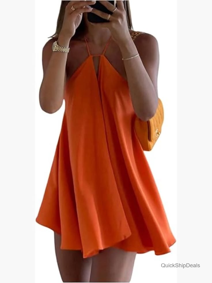 Halter Neck Backless Mini Dress Sleeveless Tie Swing Flowy Beach