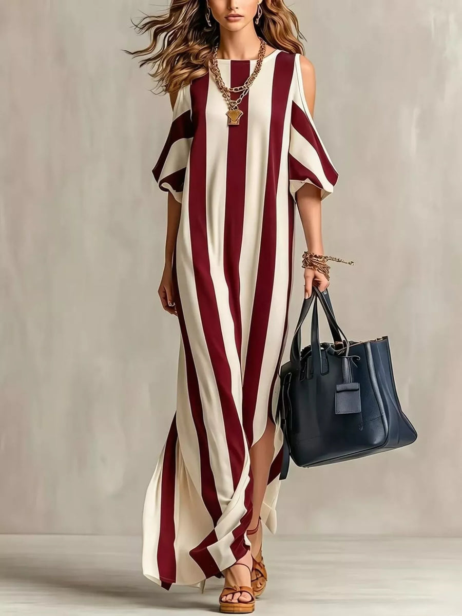 Isadora Striped Cold Shoulder Maxi Dress