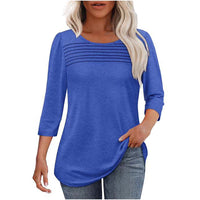 Tessa | Women's 3/4 Sleeve Pleated Top Scoop Neck Casual Everyday Top