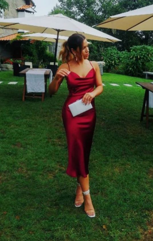 Celeste Satin Tea-Length Dress