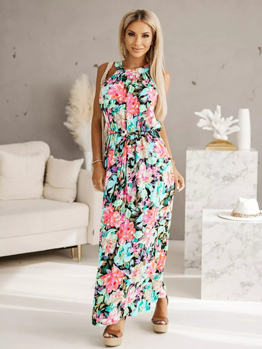 Celeste Printed Sleeveless Maxi Dress