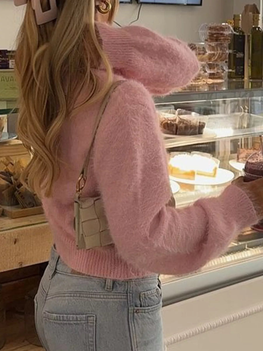 Fluffy Knit Button Down Cardigan