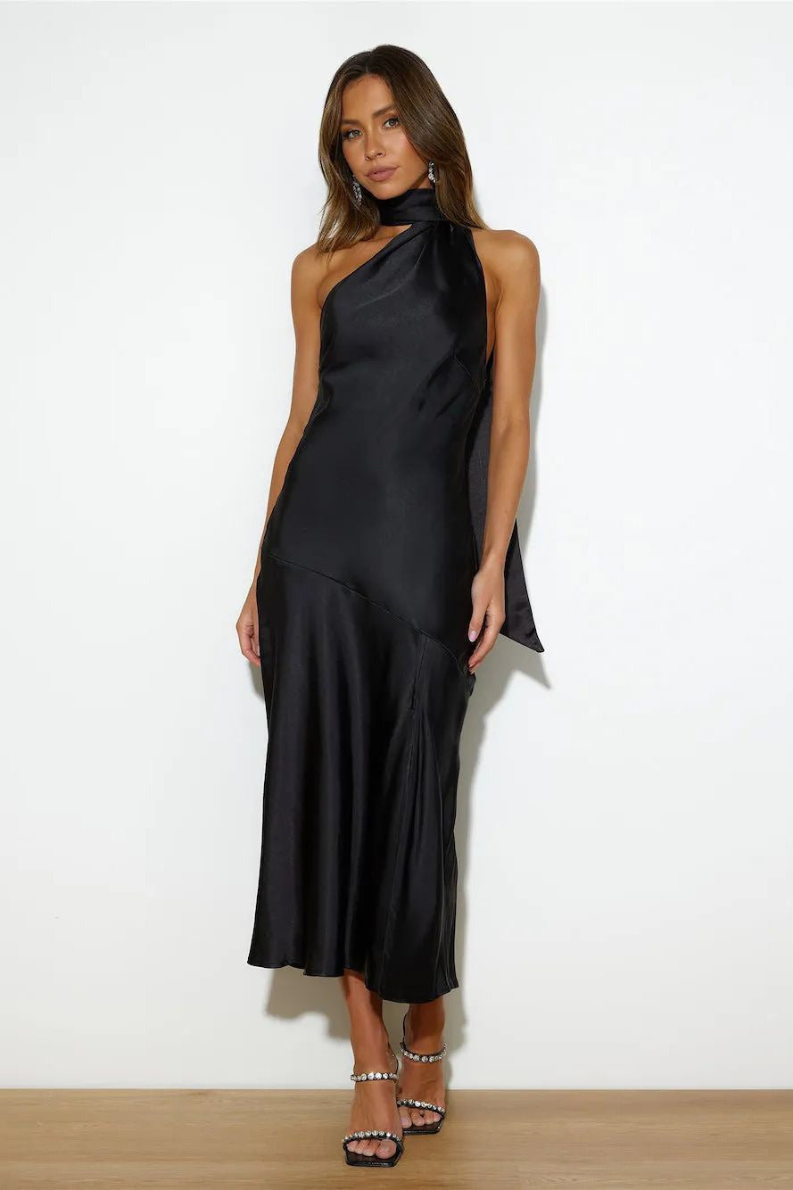 Vivienne Satin Backless Midi Dress