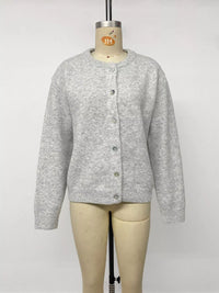 Crew Neck Button Down Cardigan