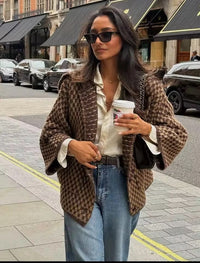 Zara Woman Fw25 Oversized Knit Jacket Mink