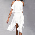 Women's A Line Dress Midi Dress White Dress Split Spring Summer cold shoulder Personalized Stylish Elegant Loose 2026 - $26.99