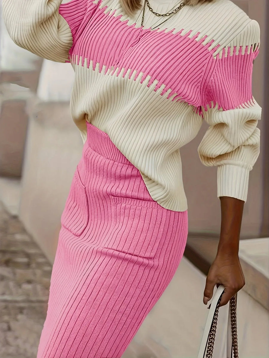 Margot Two-Tone Ribbed Knit Set