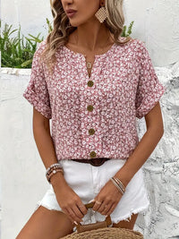 Fiona | Casual Floral Button Front Summer Blouse
