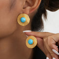 Lavish Turquoise Round Earrings