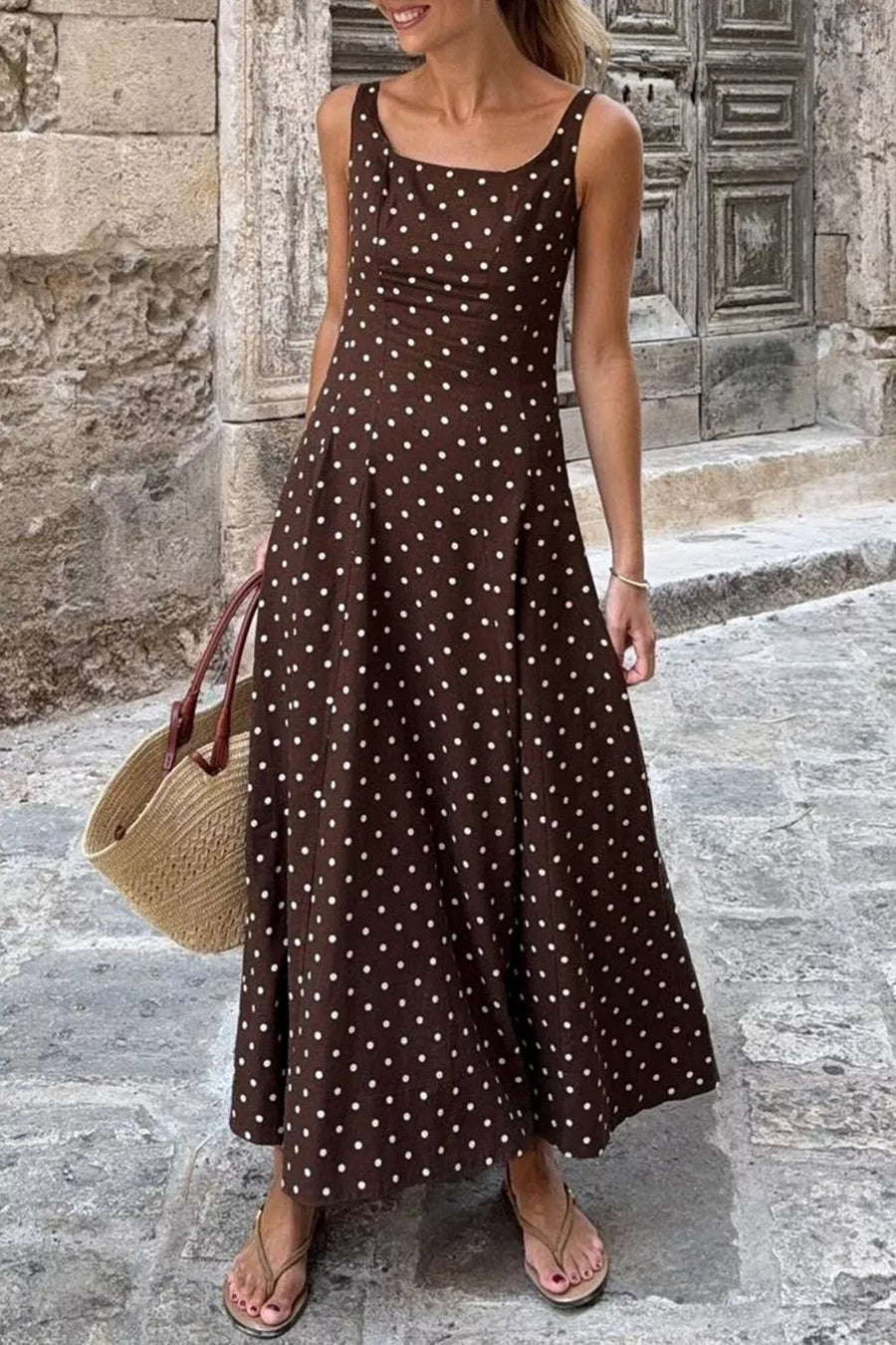 Silver Lining Story Polka-Dot Maxi Dress
