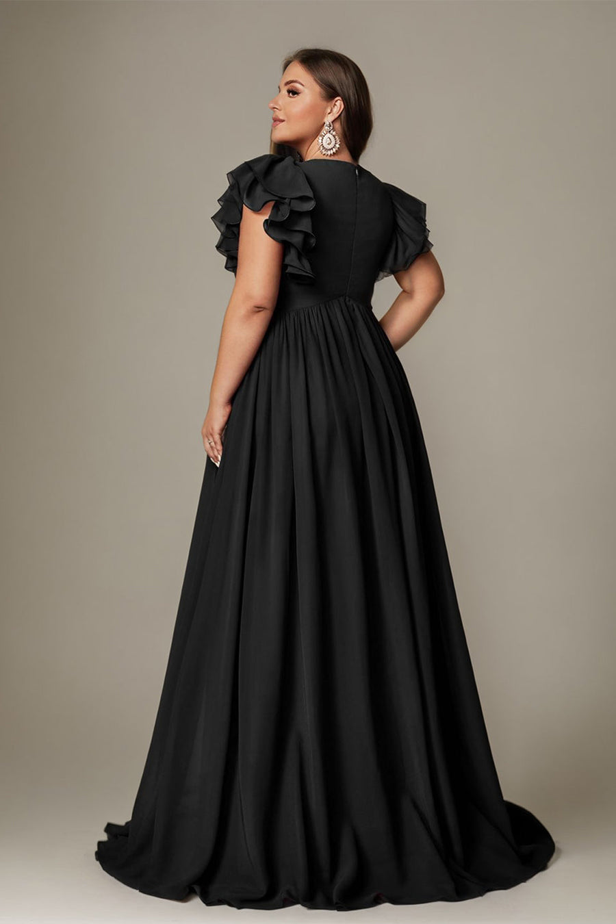 Valentina Ruffle Maxi Dress in Chocolate