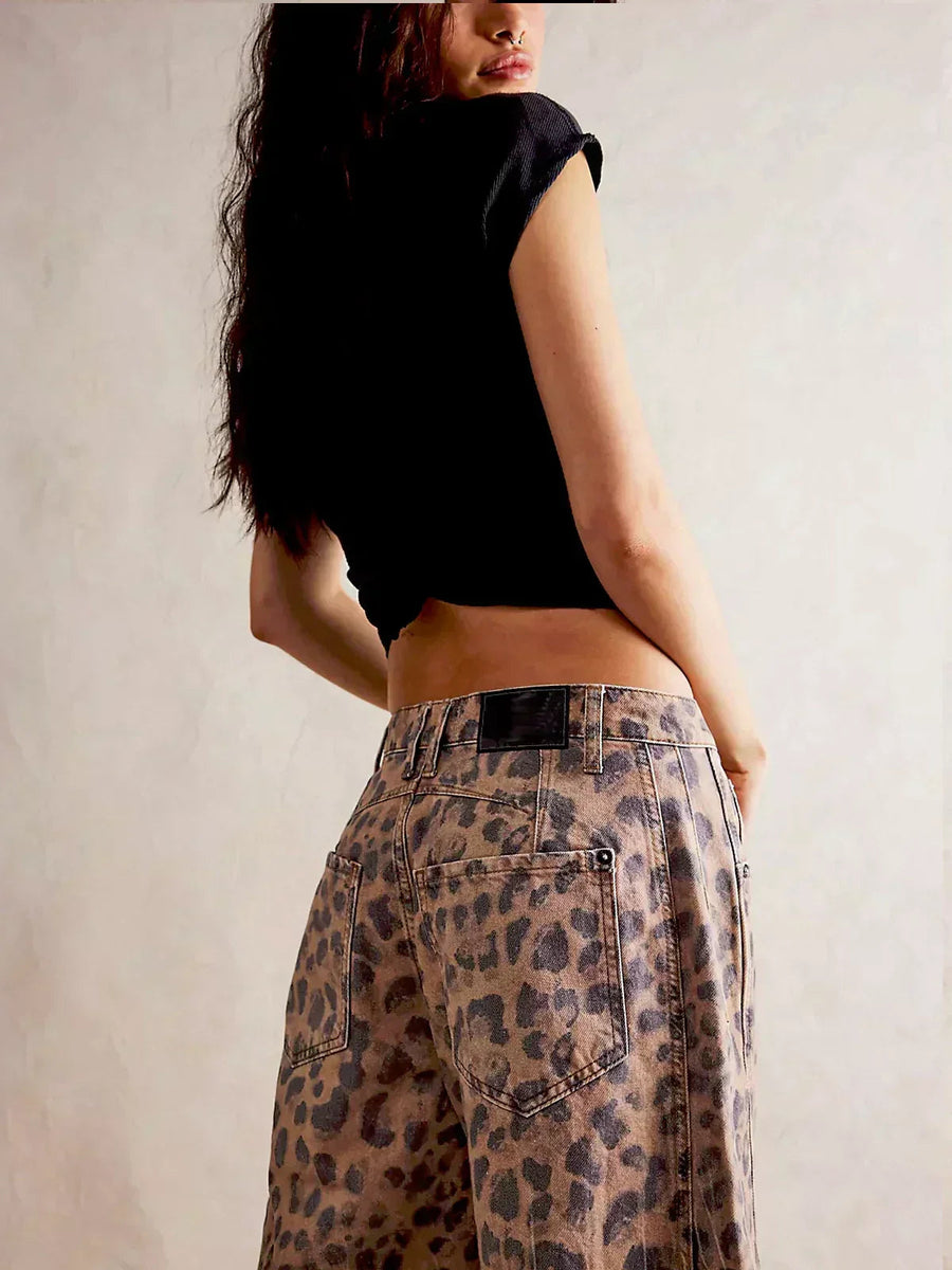Lena | Women's Relaxed Fit Leopard Print Jeans