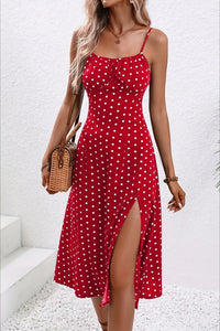 Spaghetti Strap Slit Floral Dress