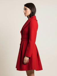 Wool Blend a Line Coat with Shawl Collar and Buttons for Women 2026