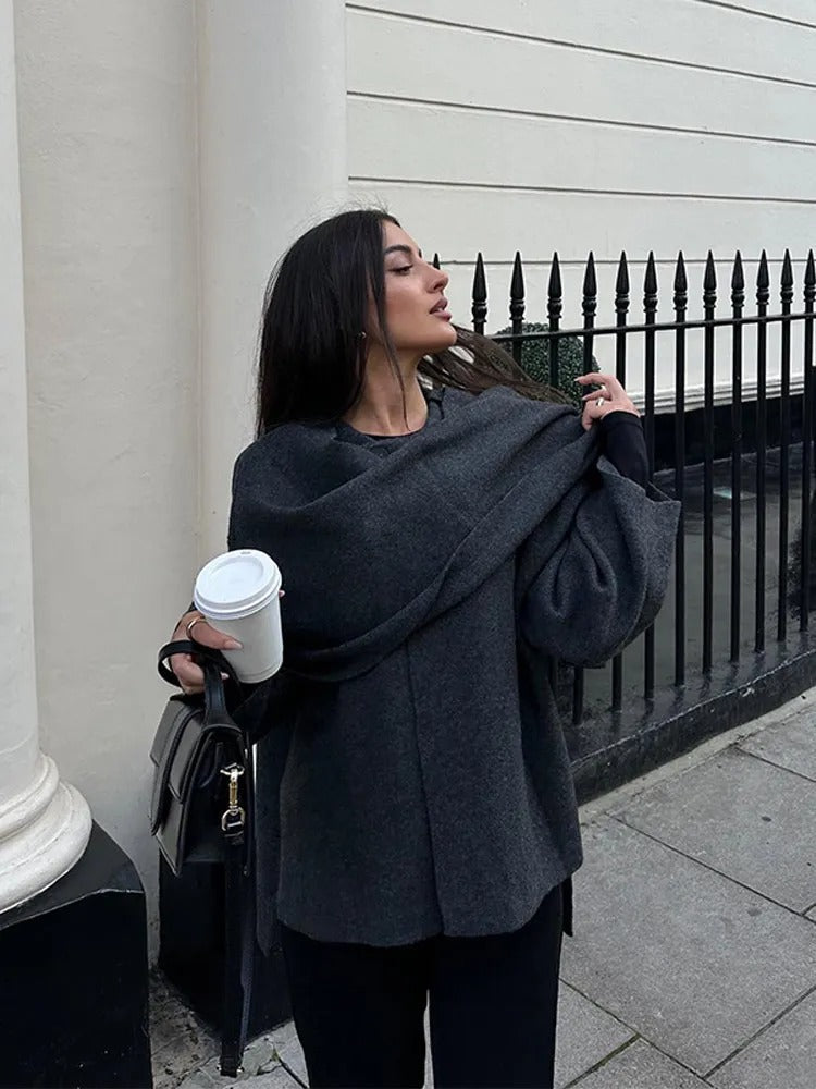 Stefanie | Women's Elegant Draped Cape Coat