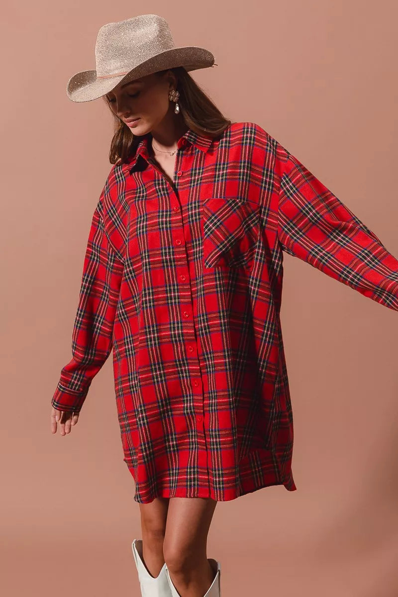 Margot Plaid Button-Up Midi Dress