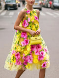 Women Elegant Maxi Dress Natural H-Line Shirt Collar Regular Sleeve Summer For Together