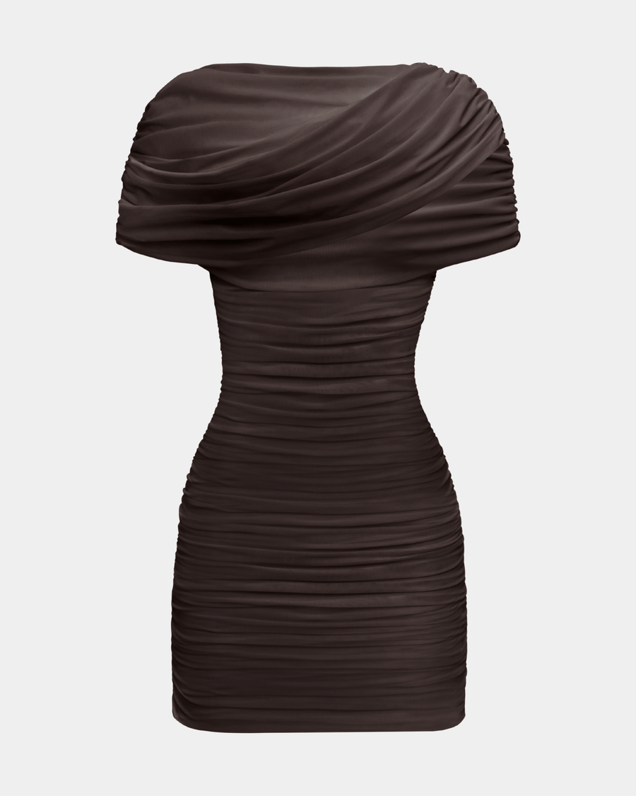 Evangeline Draped Shoulder Mini Dress