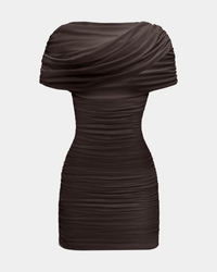 Evangeline Draped Shoulder Mini Dress