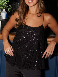 Sequin Tie Shoulder Cami
