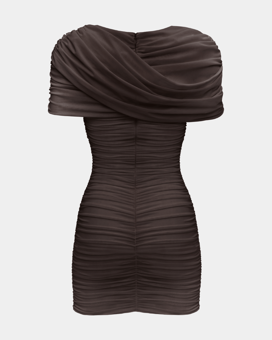 Evangeline Draped Shoulder Mini Dress