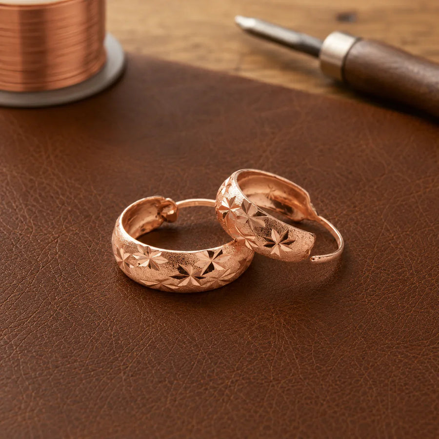 Crimson Flora Copper Earrings