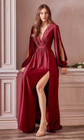 Split Long Sleeve Long Formal Dress