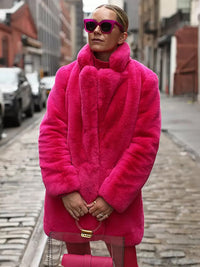Faux Fur Coat Notched Lapel Winter Chic Eco Friendly Long Jacket for Women 2026