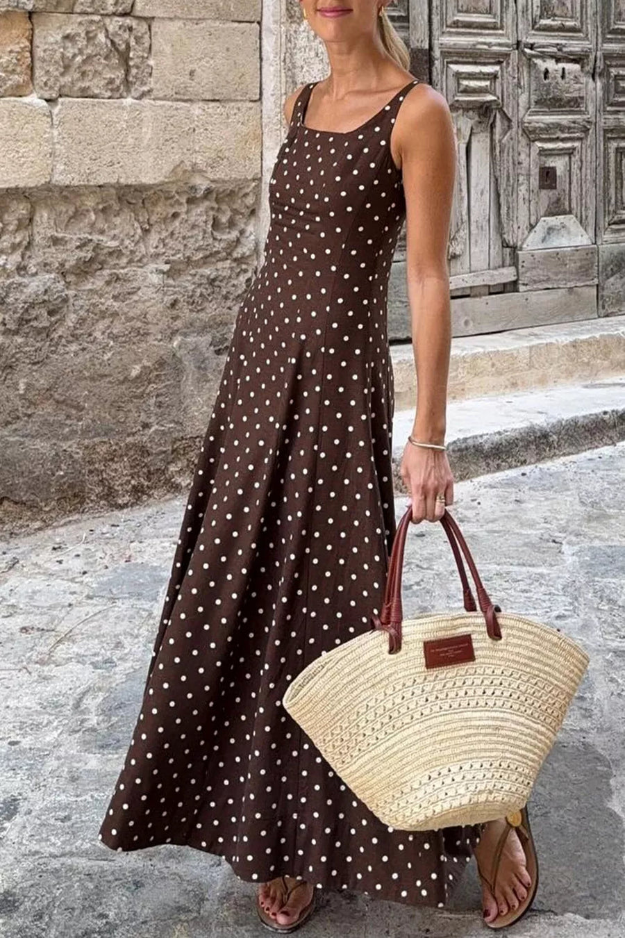 Silver Lining Story Polka-Dot Maxi Dress