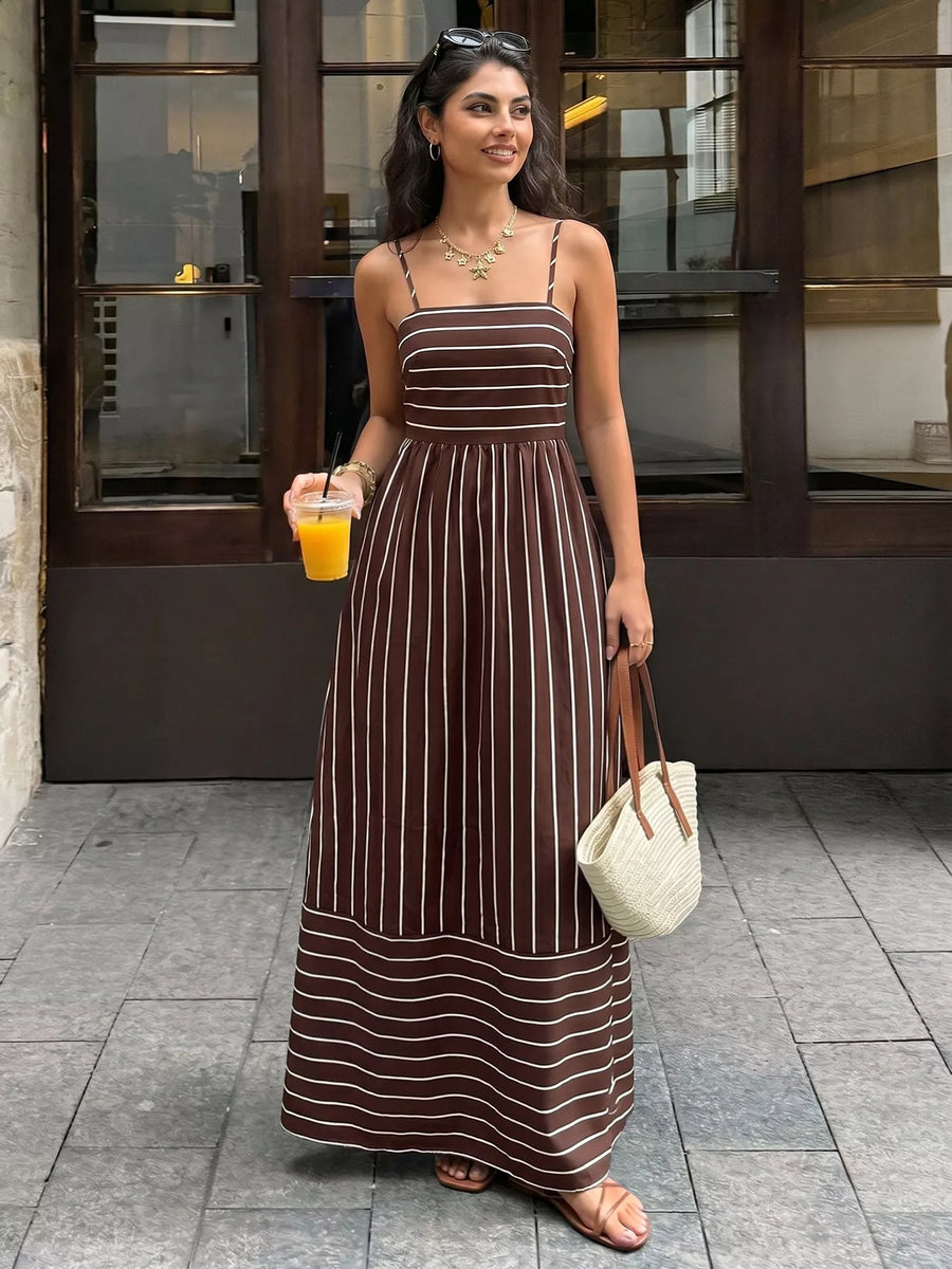 Celeste Striped Linen Maxi Dress
