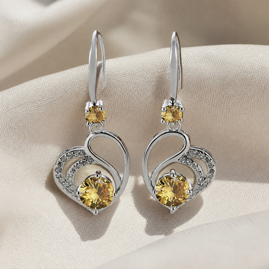 Exquisite Yellow Heart Earrings