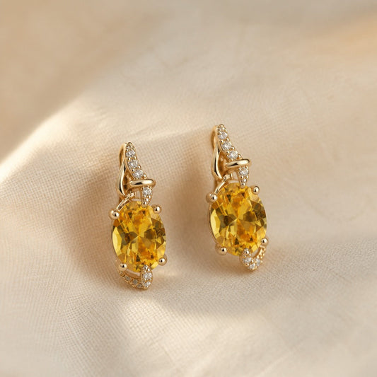 Radiant Oval Stone Earrings