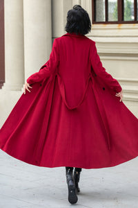 Wool Maxi Coat Double Breasted Fit & Flare Silhouette 5348