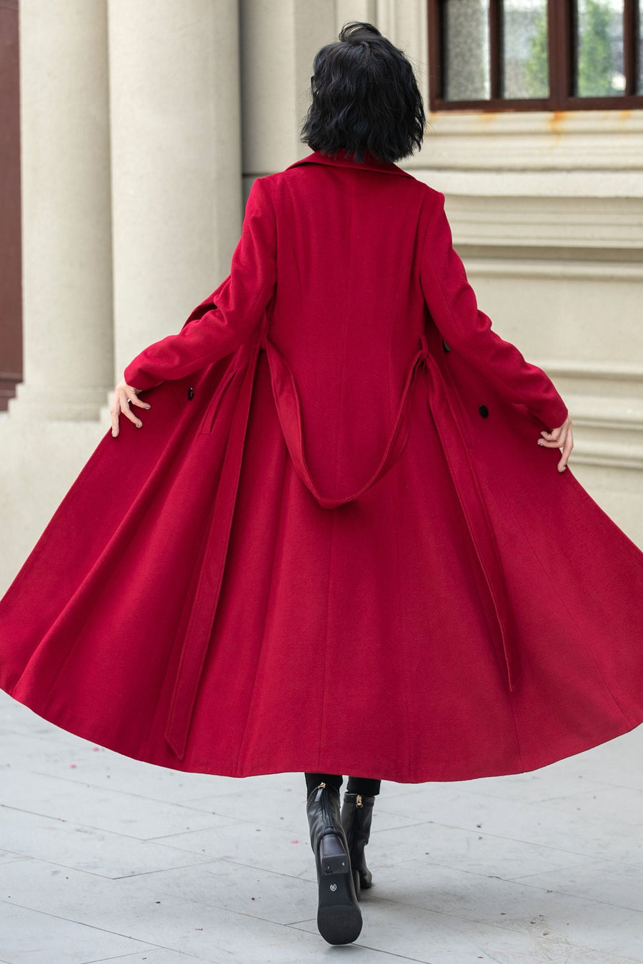 Wool Maxi Coat Double Breasted Fit & Flare Silhouette 5348