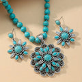 Turquoise Buddha Necklace and Earrings Set