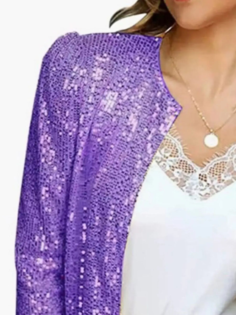 Full Size Sequin Long Sleeve Jacket