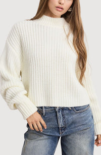 Good American Chunky Mock Neck Sweater in Ivory003 At Nordstrom Rack Size Small