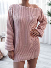 Cecilia Rib-Knit Mini Dress in Pastel Blue