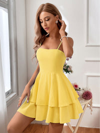 Women's Mini Dress Tiered Ruffle Spaghetti Strap