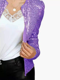 Full Size Sequin Long Sleeve Jacket
