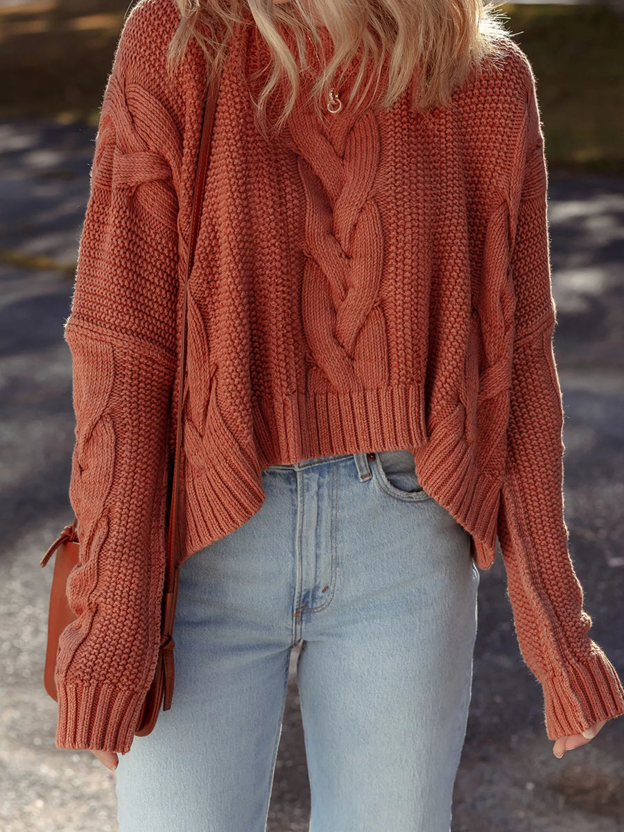 Cable Knit Chunky Fit Slouchy Textured Sweater