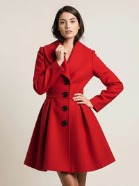 Wool Blend a Line Coat with Shawl Collar and Buttons for Women 2026
