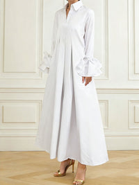 Celestine Pleated Maxi Shirt Dress