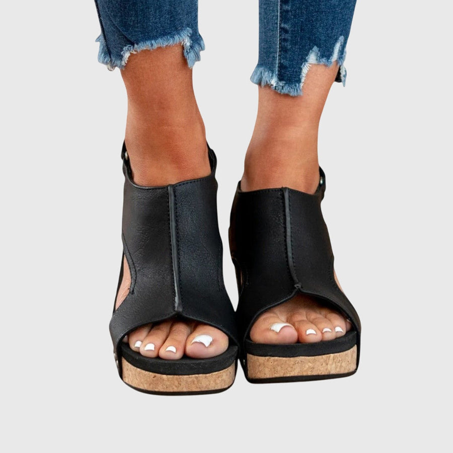 Franziska | Women's Open Toe Slingback Wedge Sandals