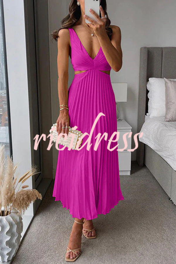 Ambrose Pleated Cutout Midi Dress