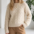 Cable Knit Sweater Pattern Pdf Oversized Ribbed Jumper Textured Wool Pattern
