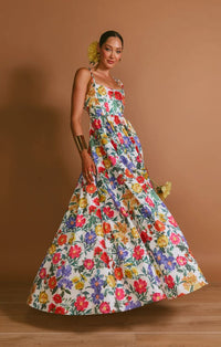 Juliet Maxi Dress ~ Charm Peony White Taffeta