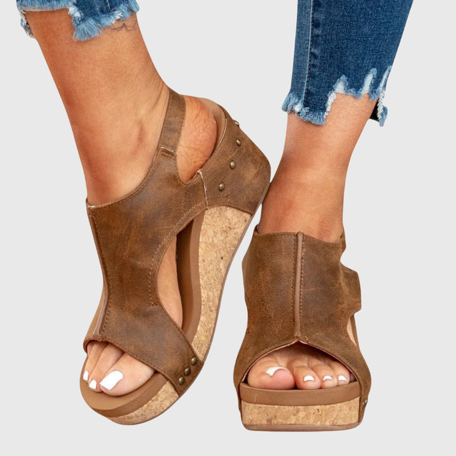 Franziska | Women's Open Toe Slingback Wedge Sandals